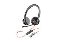 Blackwire 8200 series - náhlavní souprava - náhlavní - kabelové - odstranění šumu - USB-C - černá - certifikováno pro Microsoft Teams, certifikováno UC