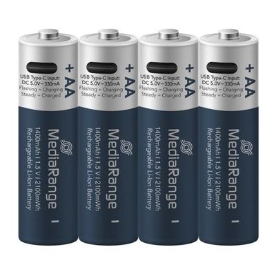 MEDIARANGE Baterie nabíjecí AA, USB-C, 4 ks