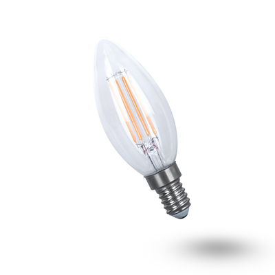 Žárovka LED E14 5W C35 bílá teplá filamentová žárovka GETI