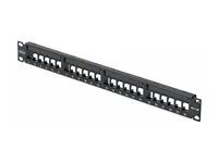 Startech - Záslepný patch panel keystone - for RJ45 - montáž na stenu, montáž do racku - CAT 5e/6 - UTP - cerná - 1U - 19" - 24 porty - kompatibilní s TAA