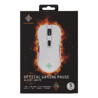 DELTACO GAM-085-W GAMING, Myš, USB, bílá