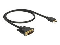 Kabel adaptéru - jeden spoj - DVI-D s piny (male) do HDMI s piny (male) - 50 cm - trojnásobně stíněný - černá - křídlové šrouby