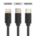 Kabel GETI GCU 01 USB 3v1 černý samonavíjecí