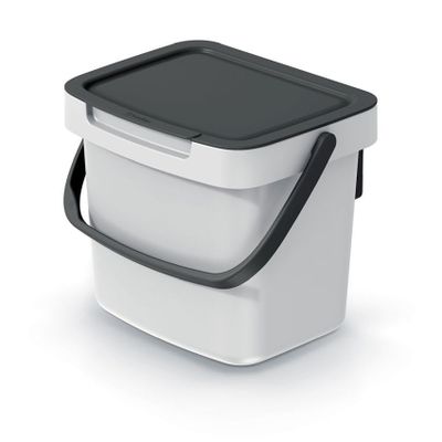 Odpadkový koš SYSTEMA Q COLLECT popelavý s černým víkem 3l