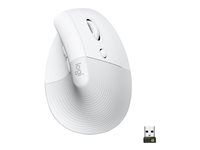 Vertikální myš - ergonomický - 6 tlačítka - bezdrátový - Bluetooth, 2.4 GHz - USB přijímač Logitech Logi Bolt - bělavá
