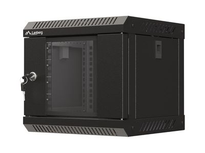 Lanberg racková skříň 10" nástěnná 4u/300x300 (flat pack) s prosklenými dveřmi černá
