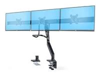 Montážní sada - nastavitelné rameno - pro 3 LCD displeje - držák pro tři monitory - plast, hliník, ocel - černá - velikost obrazovky: 17"-27" - upevnitelné na stůl