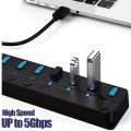 MEGATECH, 7x USB (3,2) Hub, USB-A, vypínač