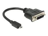 Video adaptér - 19 pin micro HDMI Type D s piny (male) do DVI-D se zdířkami (female) - 20 cm - černá