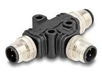 M12 T-Splitter A-coded 4 pin 1 x male to