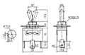 Prepínač páčkový 2pol./3pin ON-ON 250V/10A
