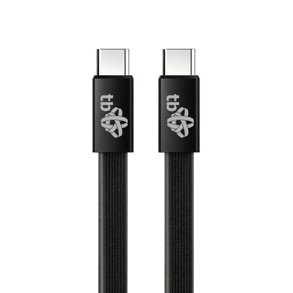 TB plochý kábel USB-C na USB-C, 1m, čierny
