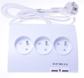 PremiumCord Prodlužovací přívod 230V 1,5m 5zásuvek+vypínač+2x USB
