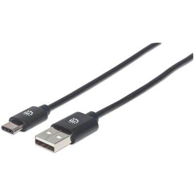MANHATTAN Kabel, USB-A/USB-C, 0,5 m, černý