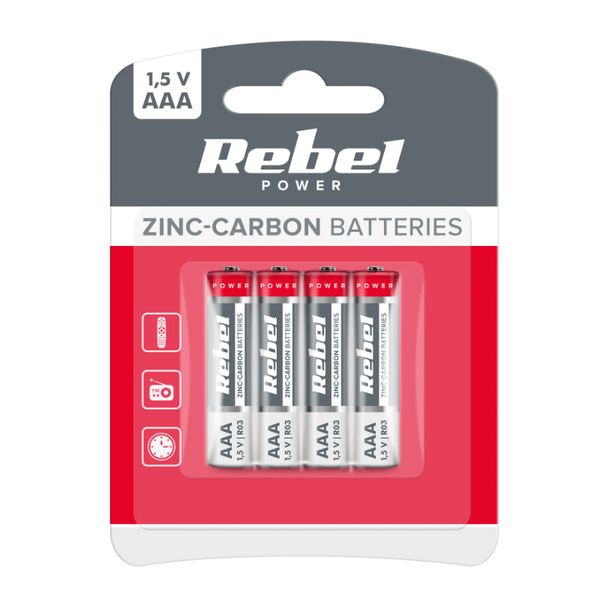 Baterie AAA (R03) Zn-Cl REBEL 4ks / blistr BAT0080B