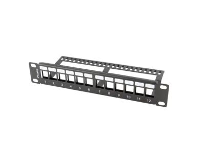 Lanberg patch panel 12 portů 1U s organizérem pro keystone moduly černý