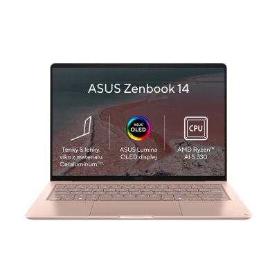 ASUS Zenbook 14/UX3480KA-OLED021W/AI5-330/14''/WUXGA/24GB/512GB/AMD int/W11H/Pink/2R