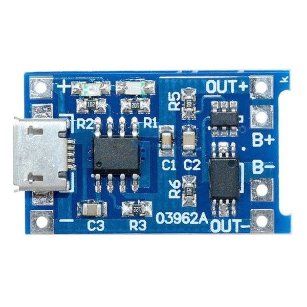 Nabíječka Li-Ion článku 1A s ochranou, modul s IO TP4056 (micro USB)