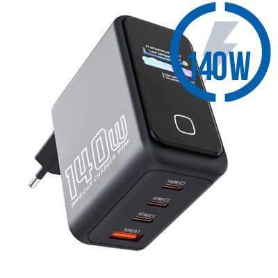 MEGATECH, Rýchlonabíjačka 3x USB-C/1x A, 140W, šed