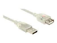 Prodlužovací šňůra USB - USB (F) do USB (M) - USB 2.0 - 1 m - průhledná