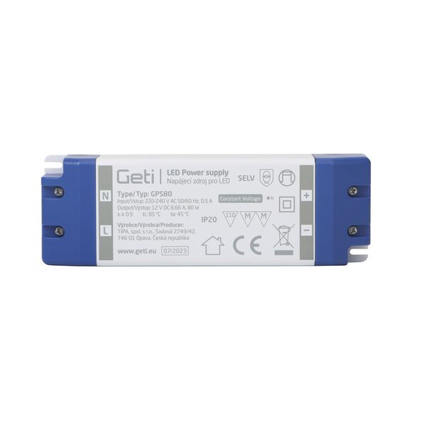 Zdroj spínaný pro LED 12V/ 80W GETI GPS80, IP20