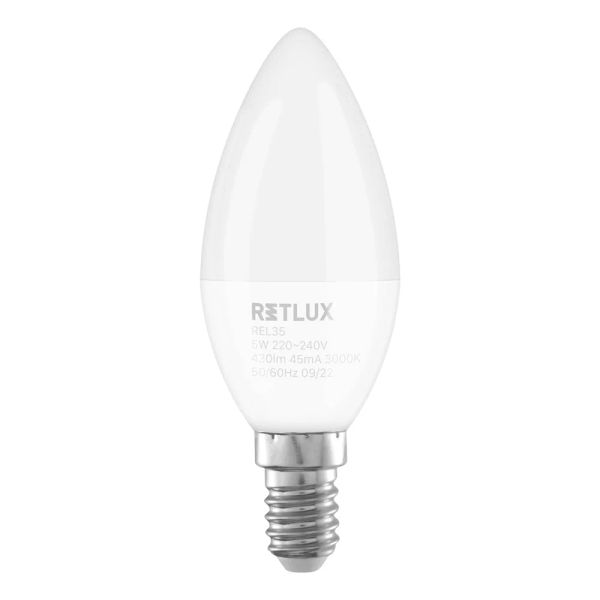 Žárovka LED E14 5W C37 bílá teplá RETLUX REL 35 4ks
