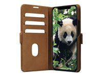 Pouzdro s klopou pro mobilní telefon - lícová useň - bronz - pro Apple iPhone 14 Plus