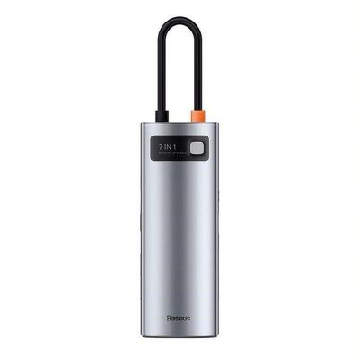Baseus dokovací stanice 7v1 USB-C (USB-C PD 100W, USB-C, 2x USB 3.0, HDMI, SD/TF port) šedá