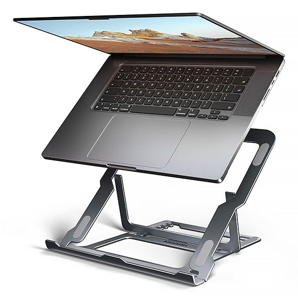 AXAGON STND-LAG hliníkový stojan na notebook 10"-17.3" nastavitelná výška, šedý