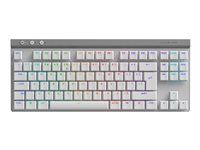 Klávesnice - technologie LIGHTSPEED - TKL - podsvícení - bezdrátový - 2.4 GHz, Bluetooth, USB - QWERTY - US mezinárodní - klávesový spínač: GL Tactile - bílá