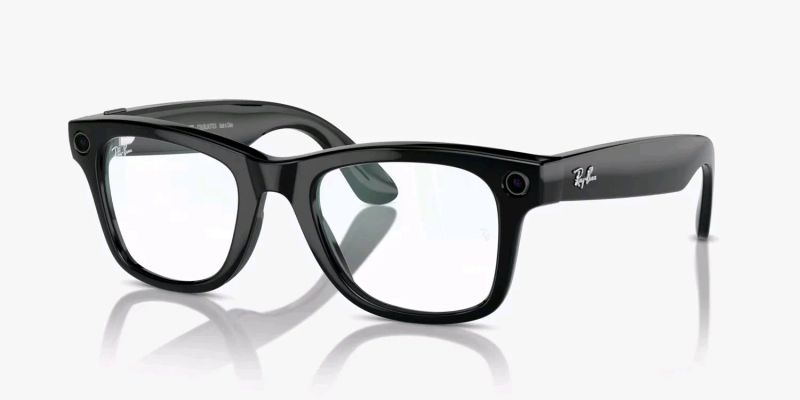 Meta Ray-Ban Gen1 Wayfarer, Shiny Black, Clear (Large)