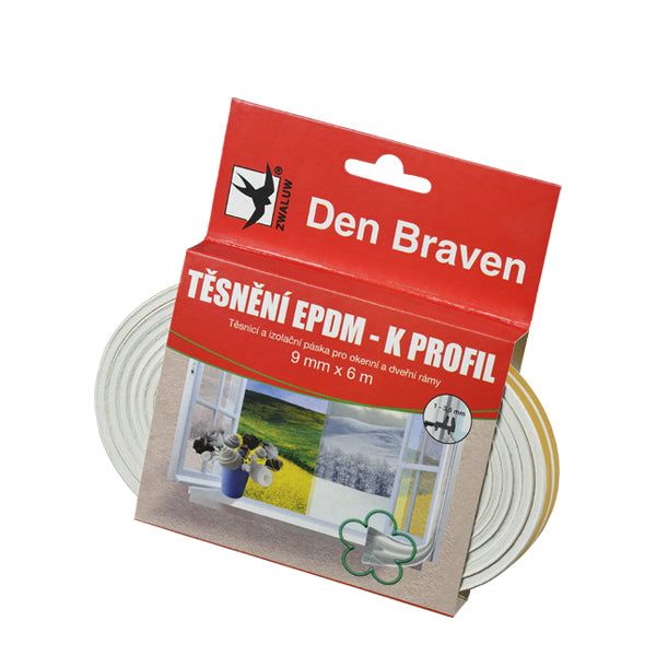 Těsnění do oken a dveří samolepicí 9x4mm DEN BRAVEN hnědá 6m