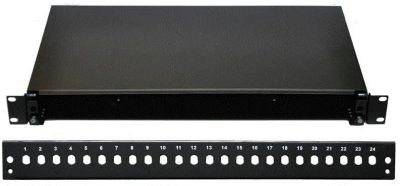19" Optická vana  24xST černá, aret. plast. klipem