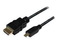 HDMI to HDMI Micro - M/M - 3 Meter HDMI (A) to HDMI Micro (D) Cable (HDADMM3M) - Kabel HDMI s ethernetem - HDMI s piny (male) do 19 pin micro HDMI Type D s piny (male) - 3 m - odstíněný - černá