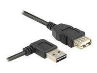 Prodlužovací šňůra USB - USB (M) levý/pravý úhel, reverzibilní do USB (F) - USB 2.0 - 50 cm - černá