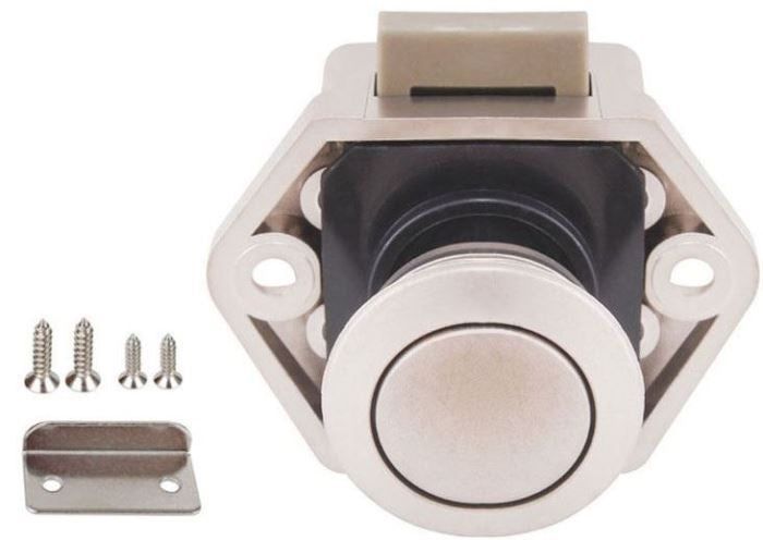 Nábytkový zámek pro karavany stříbrný - tlačný zámek