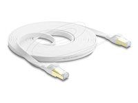 Delock - Patch kabel - RJ-45 (M) do RJ-45 (M) - 10 m - U/FTP - CAT 8.1 - plochý, rychlost prenosu dat až 40 Gbps, lisovaný, provedení bez hrbolku - bílá