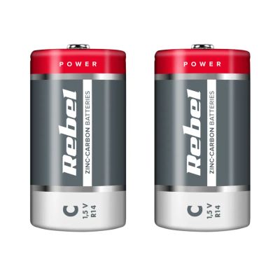Baterie C (R14) Zn-Cl REBEL 2 ks / shrink BAT0083