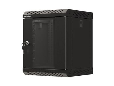 Lanberg racková skříň 10" pro montáž na stěnu 6u/300x300 (flat pack) s prosklenými dveřmi černá