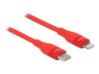 Kabel Lightning - 24 pin USB-C s piny (male) do Lightning s piny (male) - 1 m - červená - podpora Power Delivery