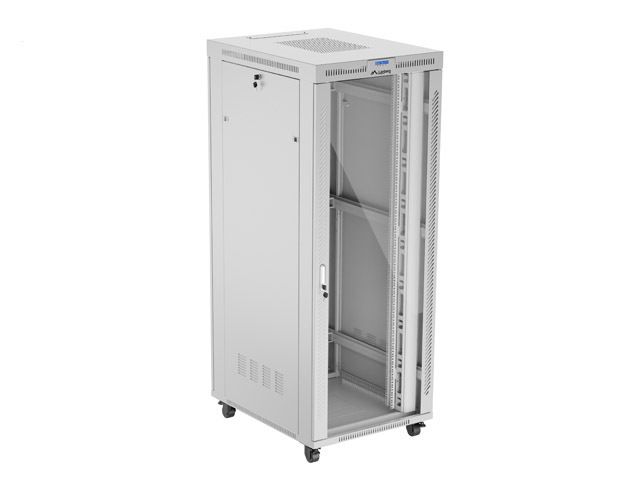19" Volně stojící racková skříň 42U 800X1000 šedé skleněné dveře lcd lanberg (flat pack) V2