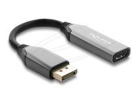 Delock - Video adaptér - DisplayPort s piny (male) do HDMI se zdírkami (female) - 10 cm - cerná, šedá - aktivní, podpora (DSC) 8K60Hz (7680 x 4320), podpora 8K30 Hz (7680 x 4320)