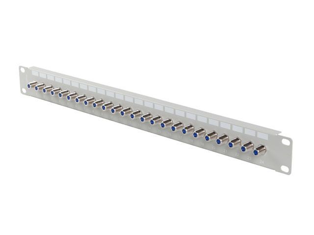 Patch panel 24 portů 1U s konektorem typu f šedý lanberg