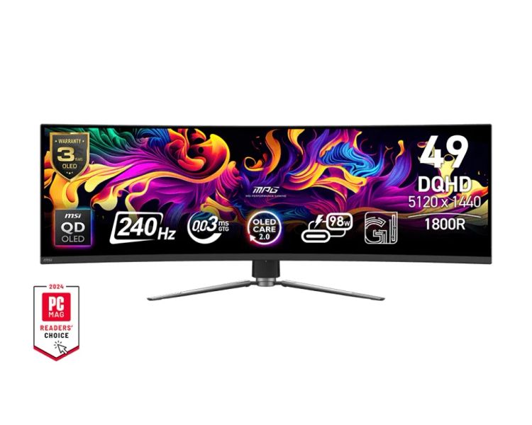 MSI MPG/491CQPX/49"/QD-OLED/DQHD/240Hz/0,03ms/Černá/3R